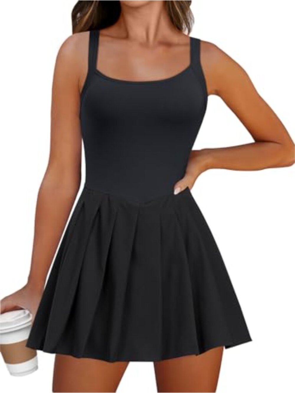 Pleated Tennis Dress Built in Shorts Athletic Mini Active Sundress